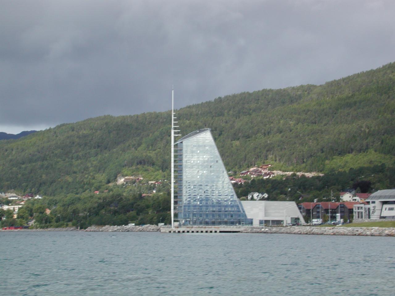 KPLU Viking Jazz: The Rica Seilet (Sail) Hotel from the boat heading to lunch on the island