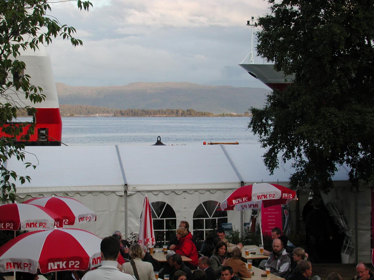 KPLU Viking Jazz: Two ferries as seen over one of the jazz venues