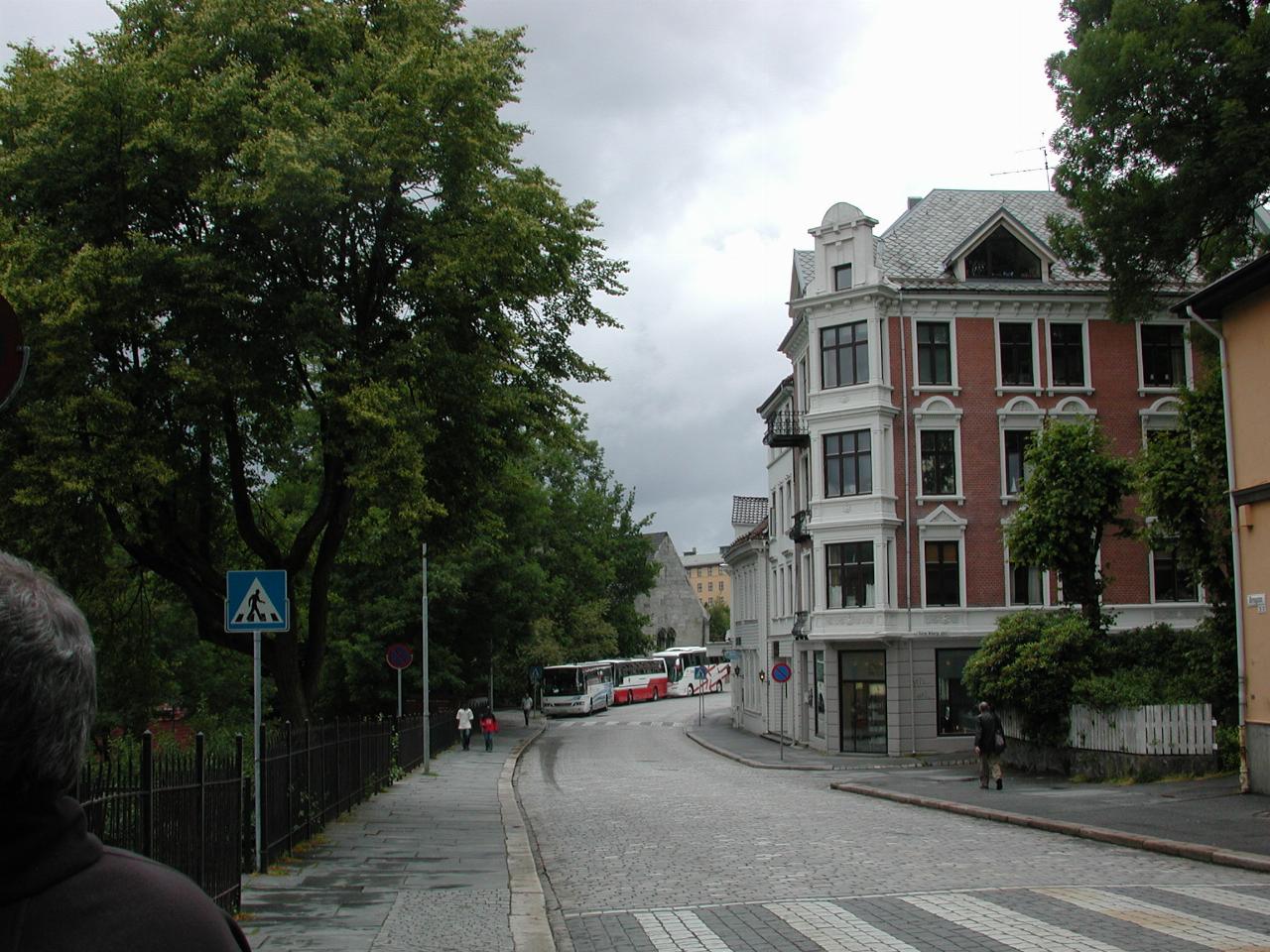 KPLU Viking Jazz: Looking along Bergen's oldest street Øvregaten, towards Mariakirken