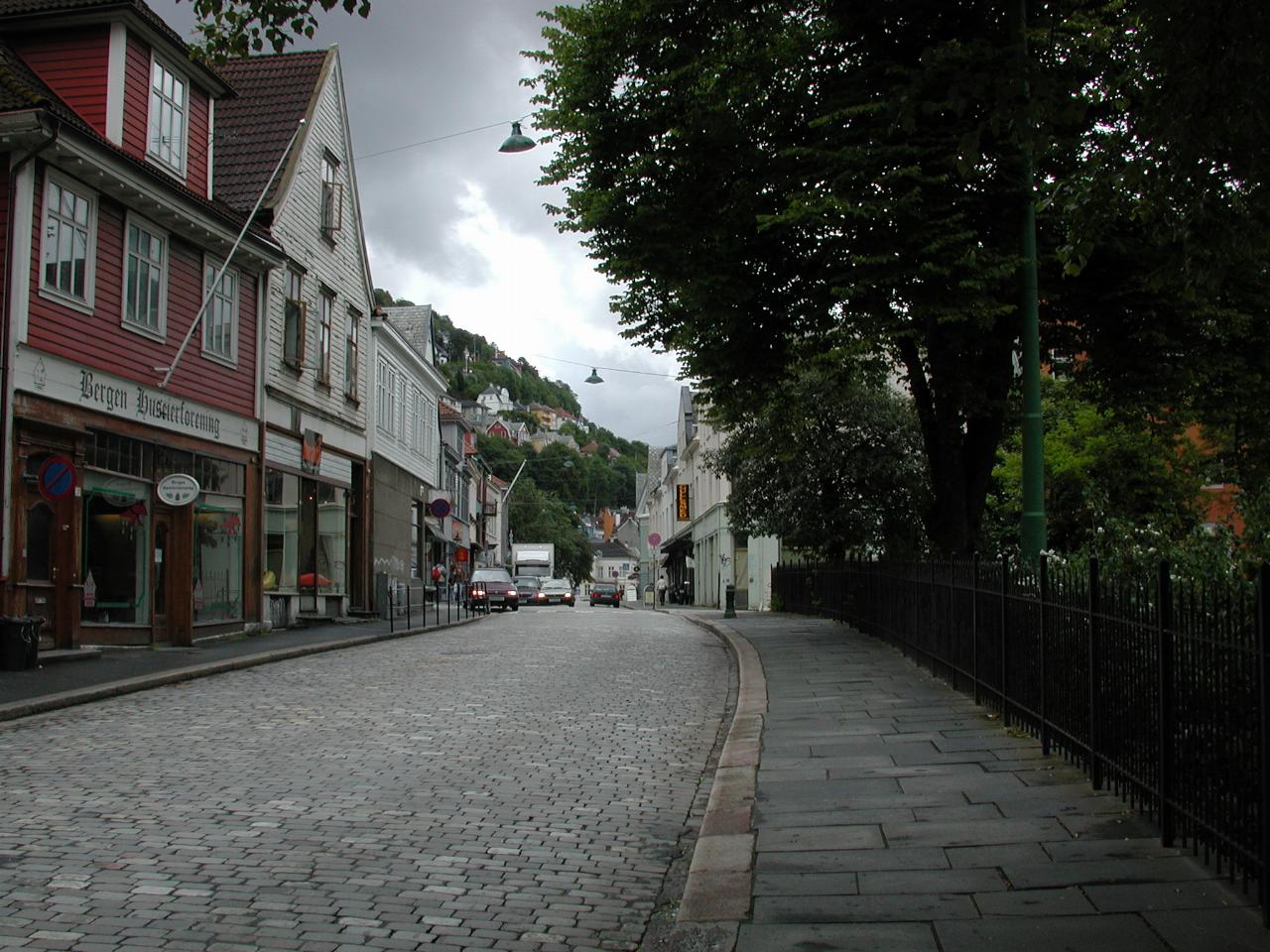 KPLU Viking Jazz: Looking along Bergen's oldest street Øvregaten, away from Mariakirken