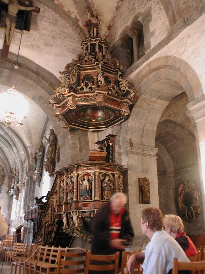 KPLU Viking Jazz: Inside Mariakirken (Mary's Church), showing the lectern for sermons