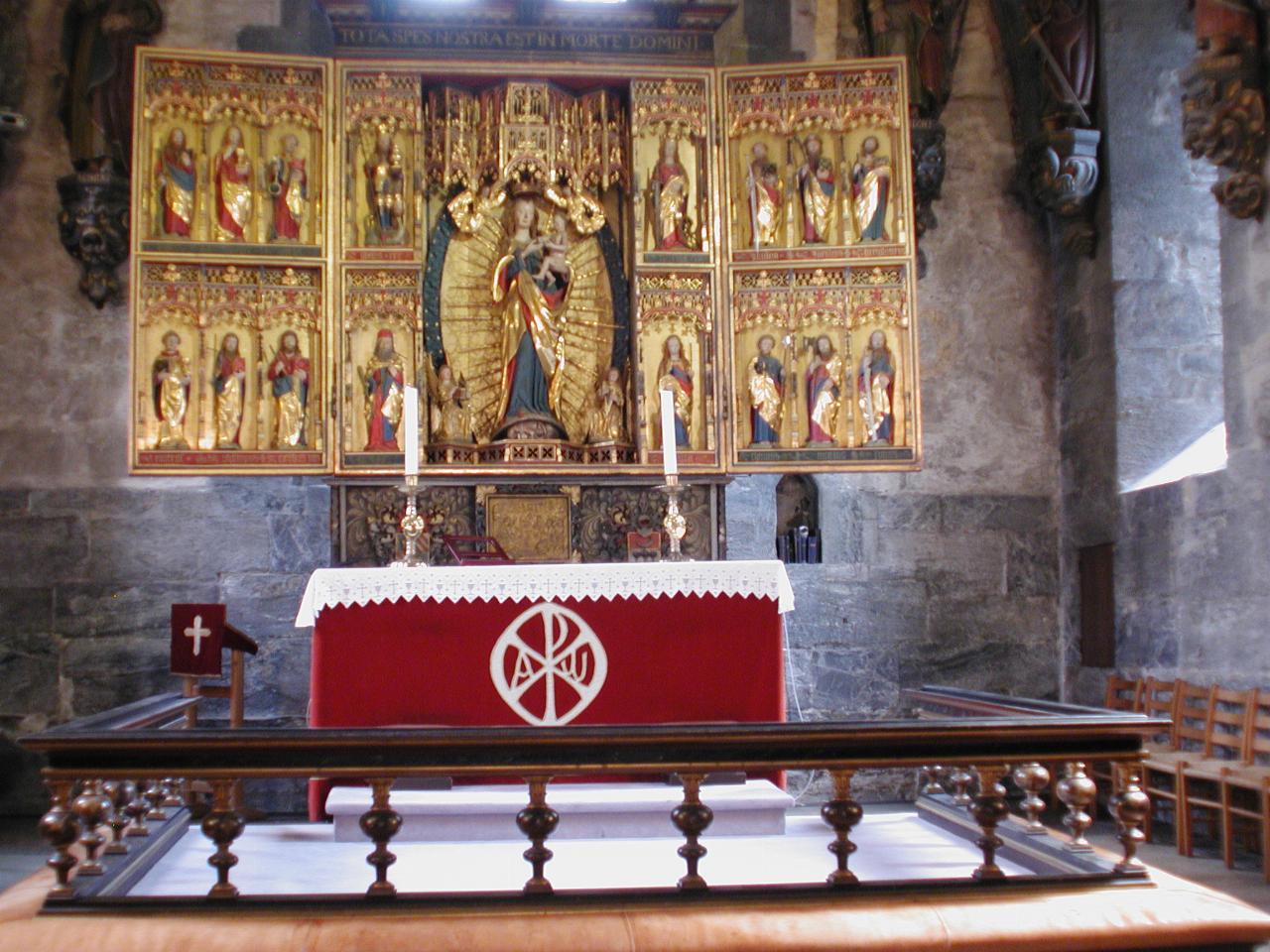 KPLU Viking Jazz: Inside Mariakirken (Mary's Church), showing the altar