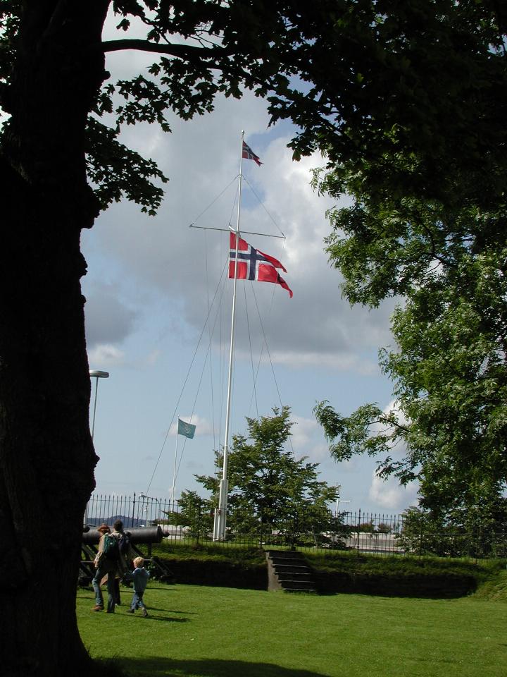 KPLU Viking Jazz: Flag pole at Bergenhus Fortress area of Bergen