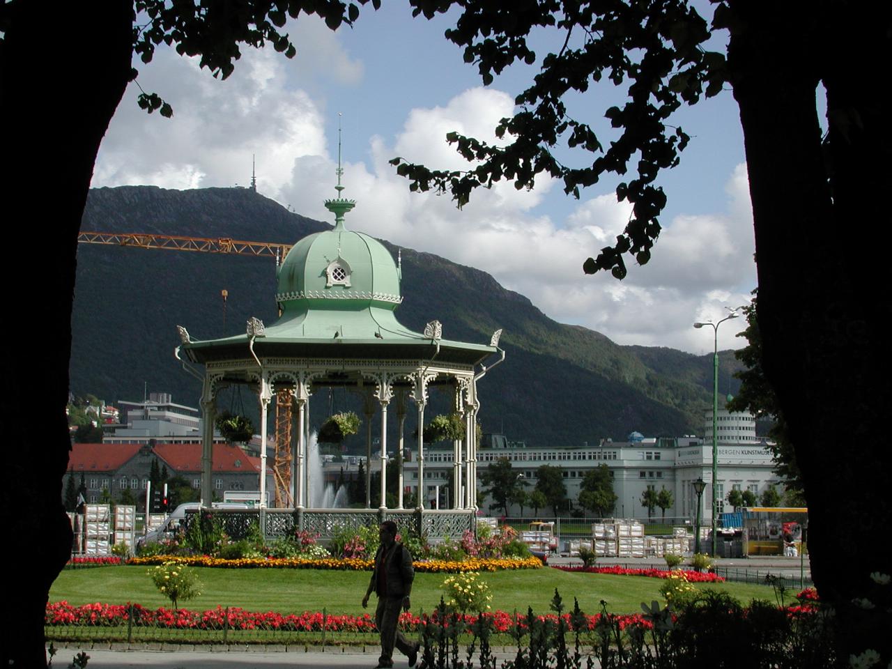 KPLU Viking Jazz: Rotunda in park in Bergen, looking towards TV tower