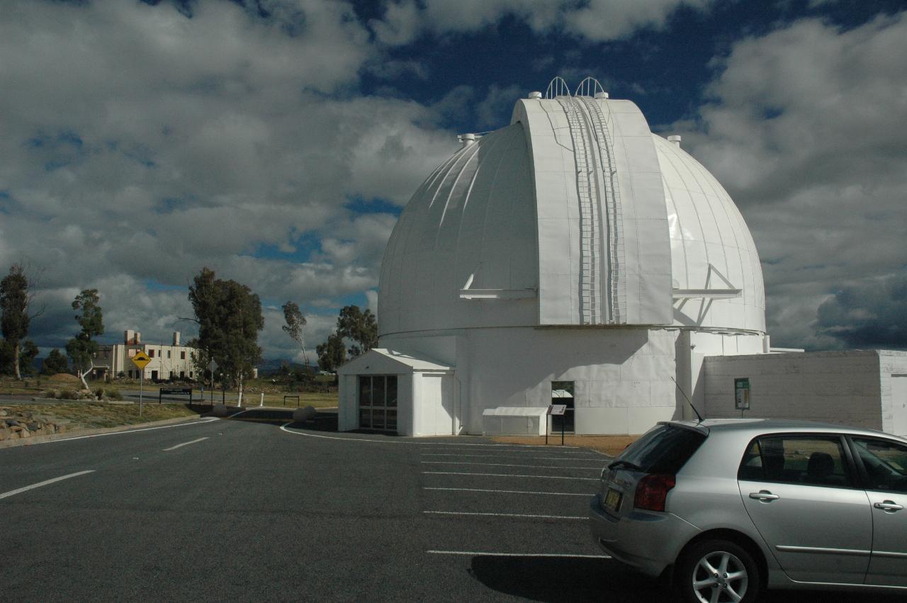 Classic telescope building, white dome roof