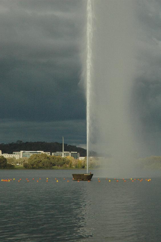 200m high water jet with Defense Dept behind